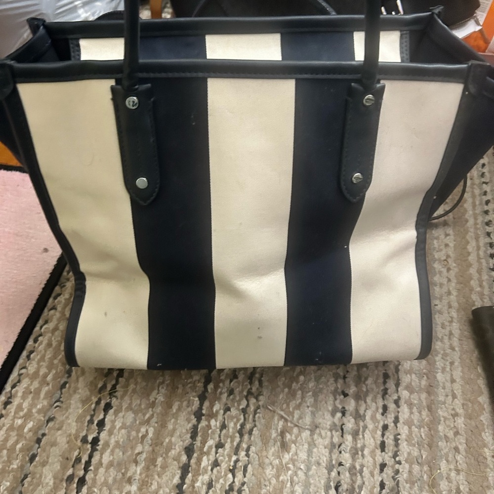 Kate Spade navy and Cream Vertical Stripe Tote - Picture 5 of 6